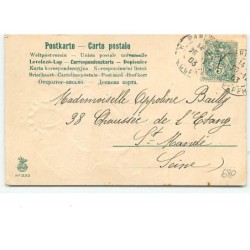 n°680 - Carte Gaufrée - Anges au-dessus d'une maison - étole en tissu