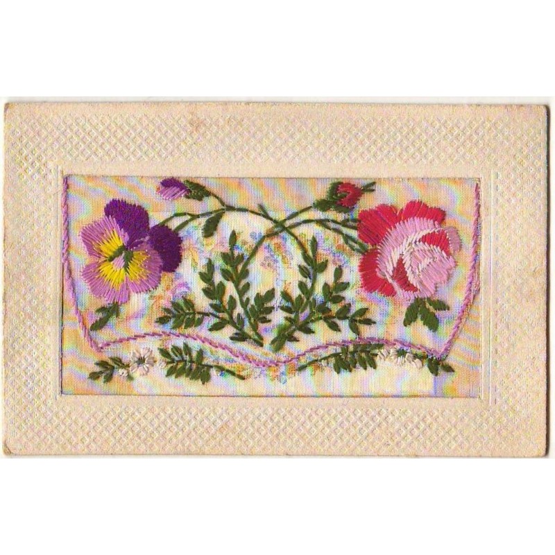 n°6808 - Carte Brodée avec rabat - Fleurs