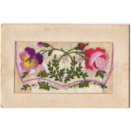 n°6808 - Carte Brodée avec rabat - Fleurs