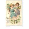 n°12340 - Carte Fantaisie - Souvenir d'amitié - Deux anges avec des fleurs