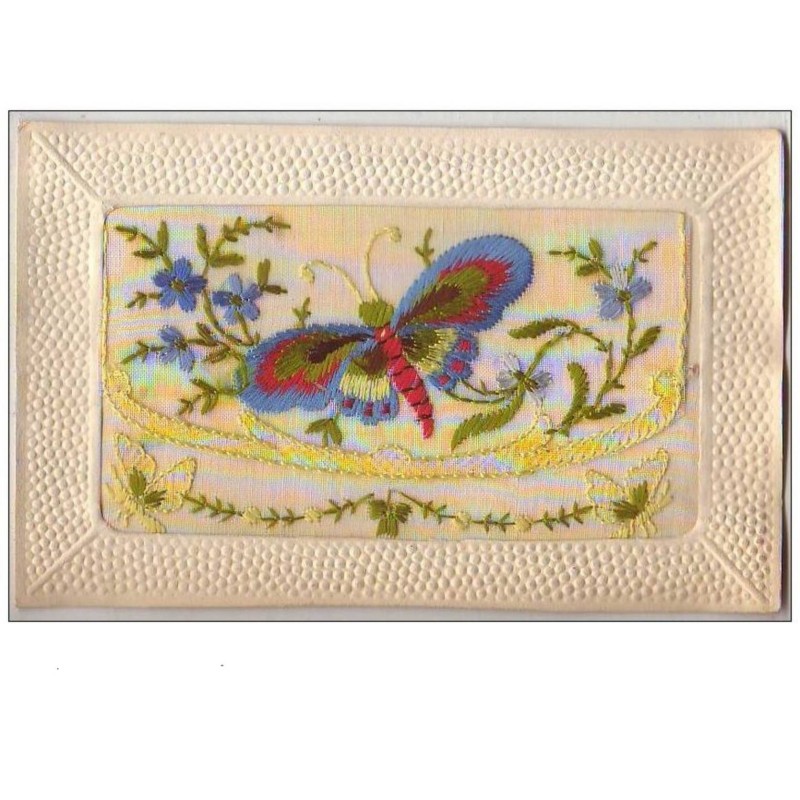 n°6852 - Carte Brodée avec rabat - Papillon
