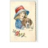 n°6870 - Xavier Sager - Fillette avec son chien - Saint Bernard