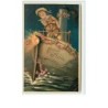 n°6879 - Carte Gaufrée - Bonne Année - Enfant à la barre d'un bateau