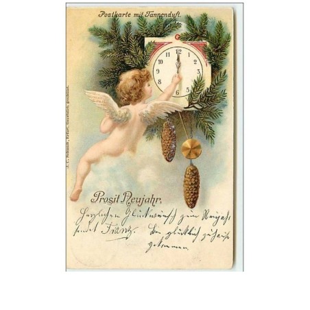n°6885- Prosit Neujahr - Angelot réglant une pendule