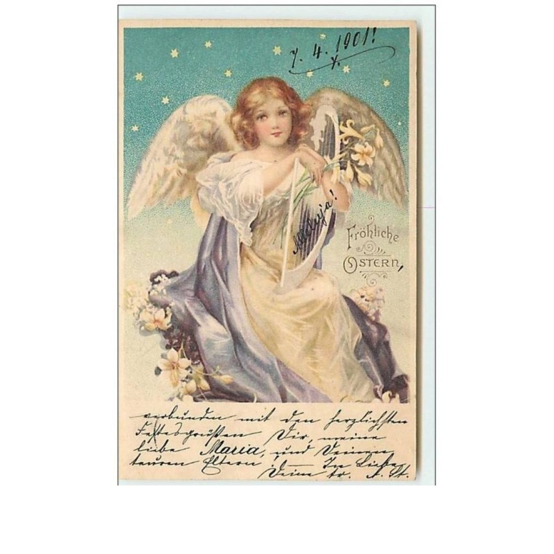 n°6938 - Fantaisie - Fröhliche Ostern - Ange jouant de la Lyre