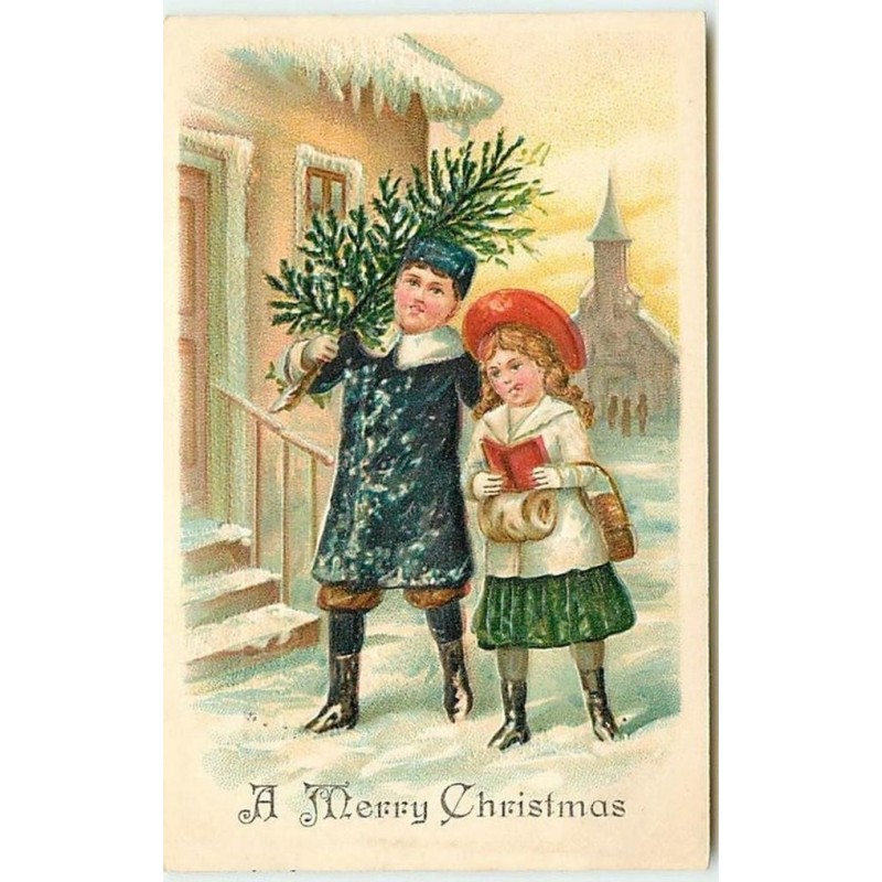 n°694 - Carte Gaufrée - A Merry Christmas  - Enfants