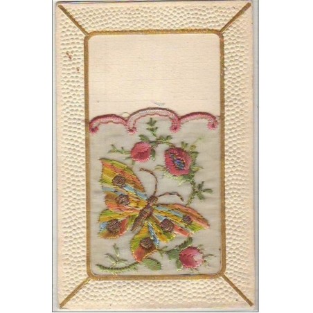 n°6951 - Carte Brodée - Papillon multicolore