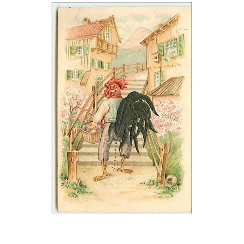 n°6986 - Carte Fantaisie Gaufrée - Coq Habillé