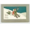 n°6998 - Carte Fantaisie Gaufrée - Bonne Année - Enfants sur une luge