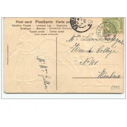 n°6999 - Carte Fantaisie Gaufrée - Bonne Année - Enfants et cochon
