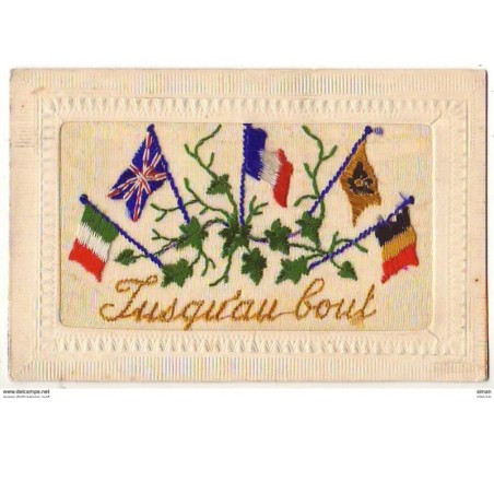n°7102 - Carte Brodée - Jusqu'au bout - Drapeaux