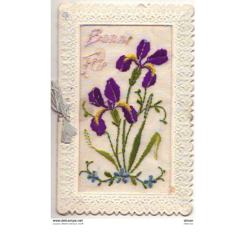 n°7110 - Carte Brodée - Bonne Fête - Iris