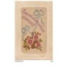 n°7155 - Carte Brodée - Envoi d'un coeur aimant - Panier de roses