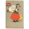 n°7176 - Carte Fantaisie Gaufrée - Joyeuses Pâques - Fillette portant un oeuf