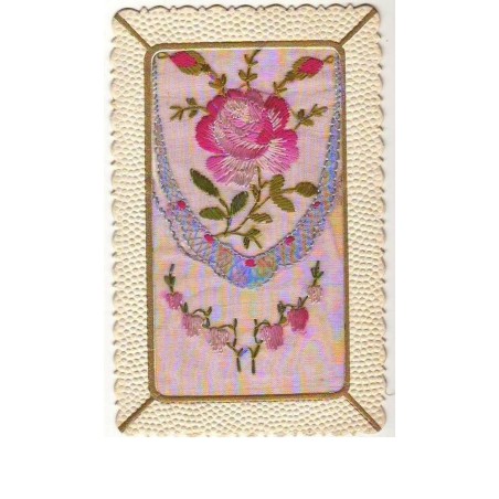 n°7204 - Carte Brodée avec rabat - Rose