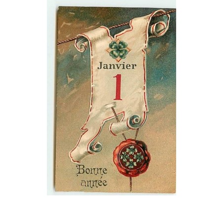 n°7237 - Carte Fantaisie Gaufrée - Bonne Année - 1er Janvier