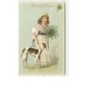 n°7239 - Carte Fantaisie Gaufrée - Bonne Année - Fillette avec un lévrier