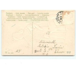 n°7239 - Carte Fantaisie Gaufrée - Bonne Année - Fillette avec un lévrier