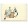 n°7269 - Bécassine avec une pile de draps