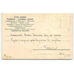 n°12359 - Carte Gaufrée - Joyeuses Pâques - Garçons poussant un oeuf