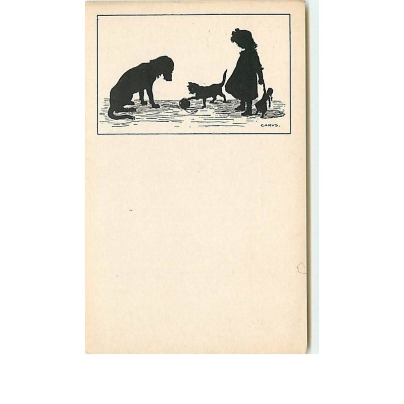 n°7319 - Silhouette - Carus - Fillette - Chat - Teckel