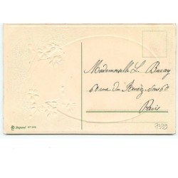 n°7339 - Carte Gaufrée - Heureuses Paques - Femme avec des Oeufs