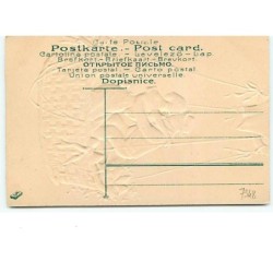 n°7348 - Carte Gaufrée - Couple s'embrassant dans la nacelle d'une montgolfière