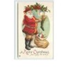 n°735 - Carte Gaufrée - A Merry Christmas - Père Noël et jouets