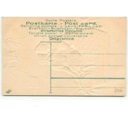 n°7350 - Carte Gaufrée - Couple de dos s'embrassant dans la nacelle d'une montgolfière