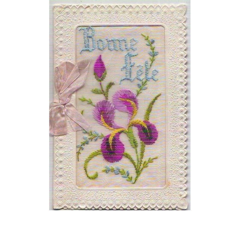 n°7354 - Carte Brodée - Bonne Fete - Iris