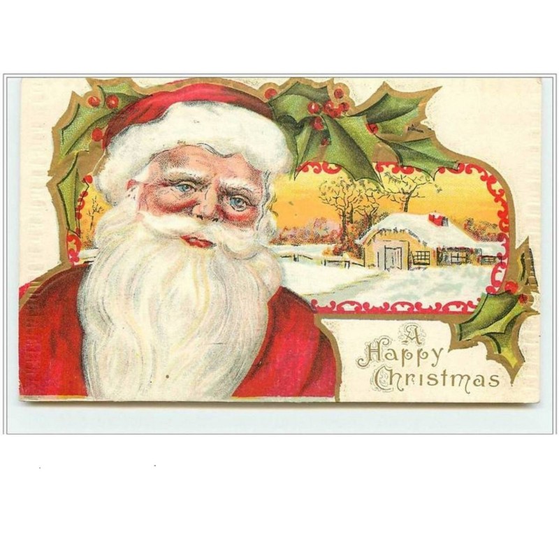 n°737 - Carte Gaufrée - A Happy Christmas - Père Noël