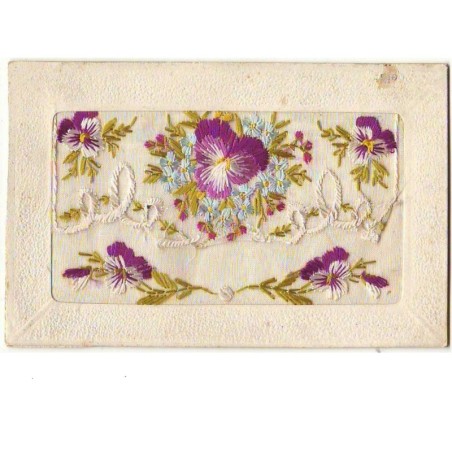 n°7406 - Carte Brodée avec rabat - Pensées