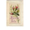 n°7409 - Carte Brodée - Bonne Fête - Boutons de roses