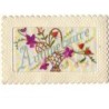 n°7410 - Carte Brodée - Anniversaire - Panier de fleurs