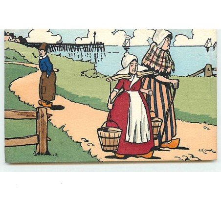 n°7425 - MM Vienne n°174 - CK Cook - Couple de Hollandais - Femme portant des sceaux