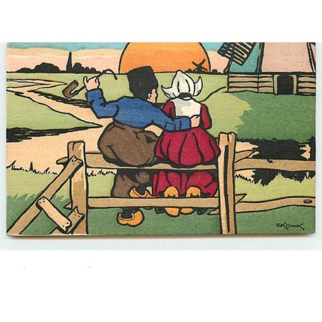 n°7426 - MM Vienne n°174 - CK Cook - Couple de Hollandais assis sur une barrière