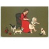n°7427 - Meissner - Marie Flatscher - Femme et bébé - chats
