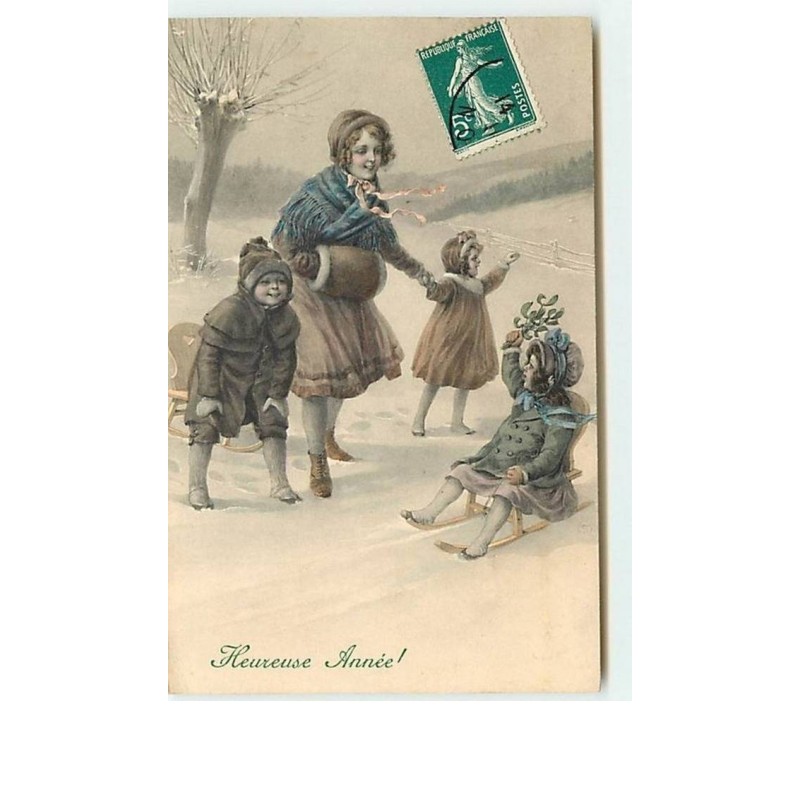 n°7446 - MM Vienne n°465 - Heureuse Année - Fillette sur une luge