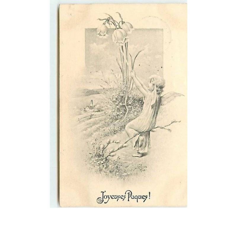 n°7478 - Joyeuses Pâques - Angelot et fleurs