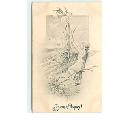 n°7478 - Joyeuses Pâques - Angelot et fleurs