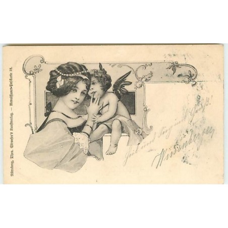 n°7500 - Theo Stroefer's - Femme et angelot chuchotant à son oreille