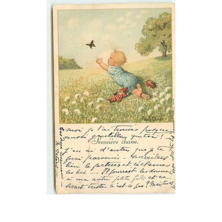 n°7520 - Carte Illustrateur - Pauli Ebner - Première Chasse - Papillon