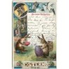 n°7545 - Carte Fantaisie - Ostern - Lapins, nains, lutins, grenouille