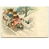 n°7572 - Carte Fantaisie - Chats faisant de la luge