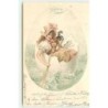 n°12375 - Fröhliche Ostern - Jeune femme voguant dans un oeuf