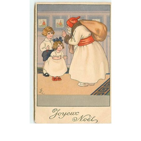 n°7581 - Carte Fantaisie - Joyeux Noël - Li - Père Noël et enfants