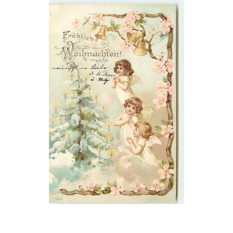 n°7582 - Carte Fantaisie - Fröhliche Weihnachten - Angelots et cloches