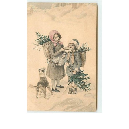 n°7597 - Carte Fantaisie - MM Vienne n°278 - Enfants dans un paysage hivernal