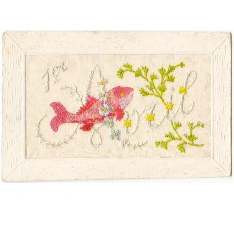 n°7601 - Carte Brodée - 1er Avril - Poisson