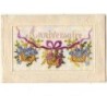 n°7610 - Carte Brodée - Anniversaire - Paniers de fleurs suspendus